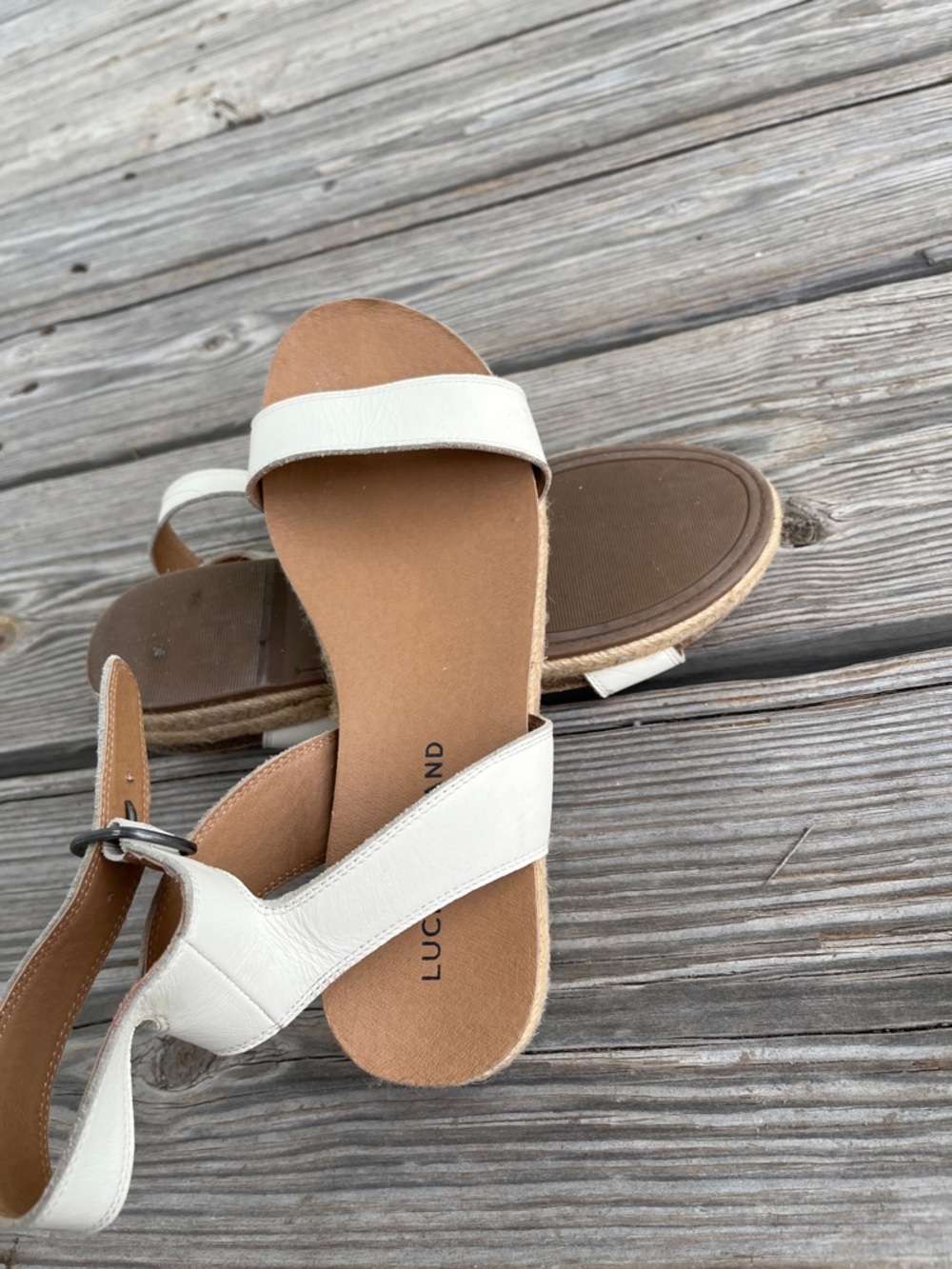 Lucky Brand Cream Ankle-Strap Sandals - Picture 2 of 3